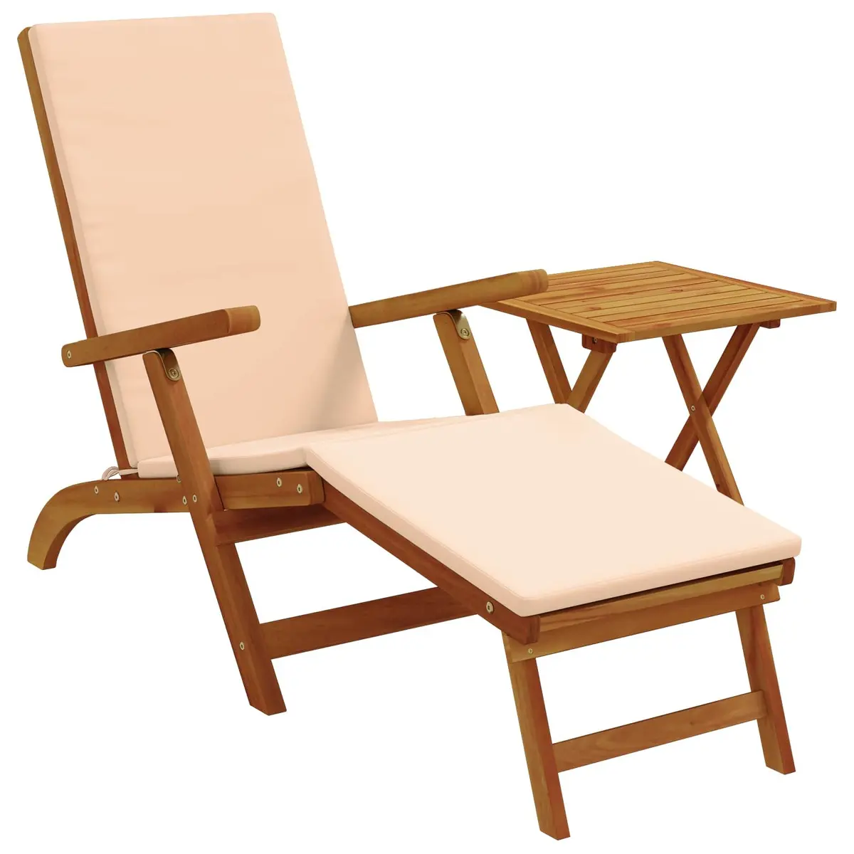 Reclining Sun Lounger Adjustable Backrest Solid Acacia Wood 2 Piece