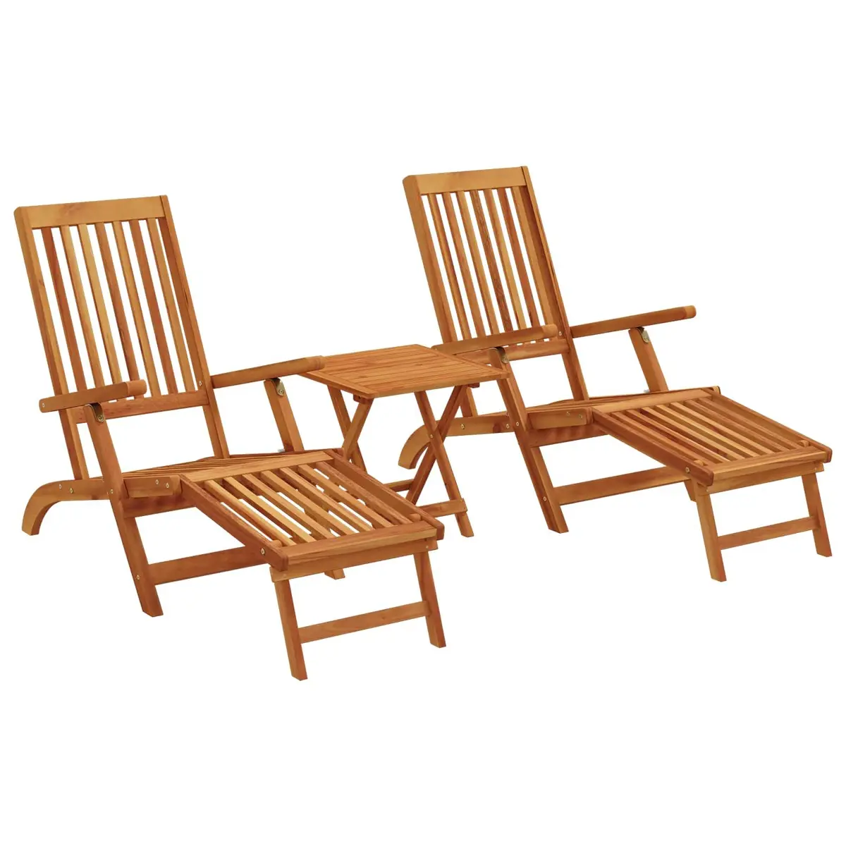 Solid Acacia Wood Sun Lounger Adjustable Reclining Folding Chair Garden Patio Outdoor