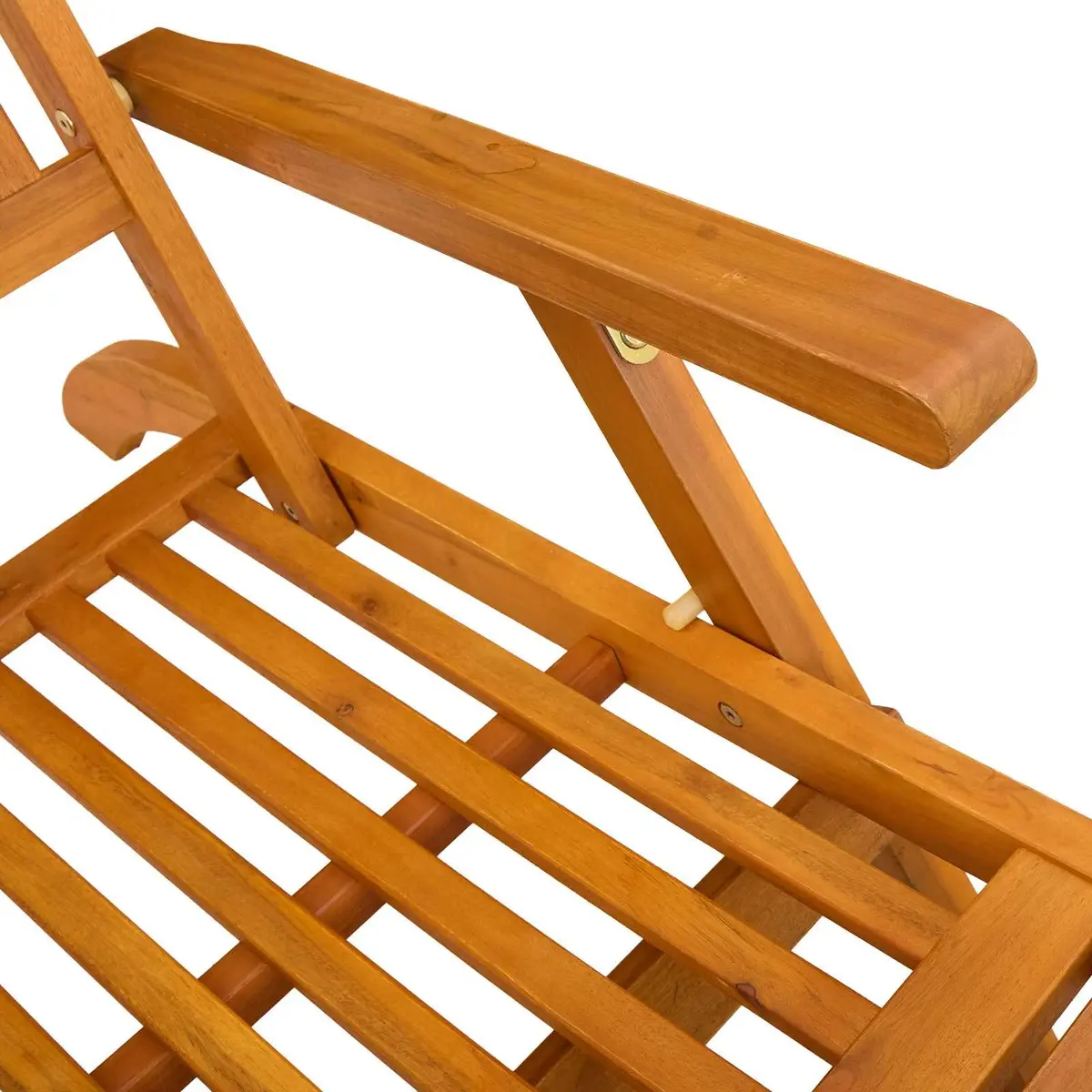 Solid Acacia Wood Sun Lounger Adjustable Reclining Folding Chair Garden Patio Outdoor
