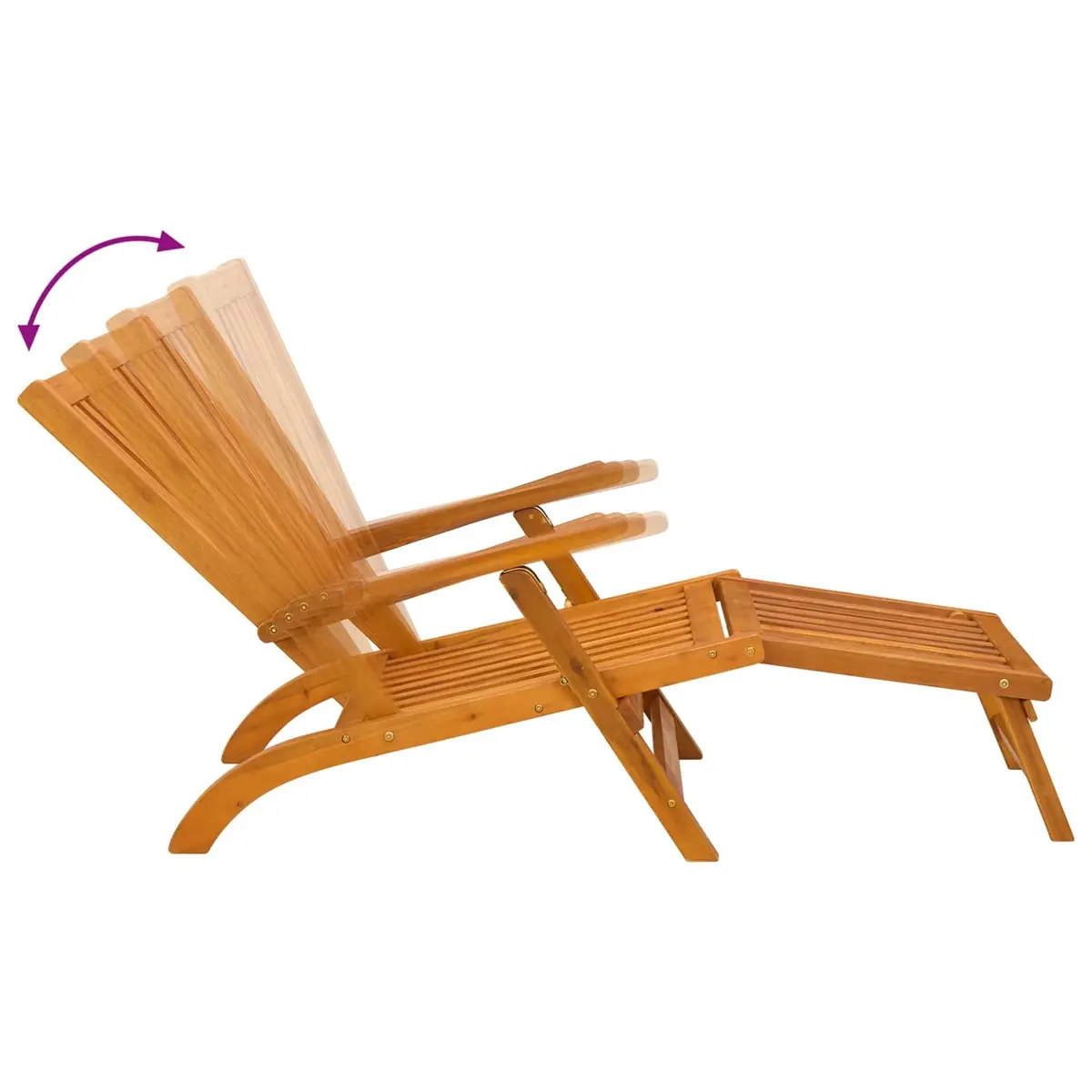 Solid Acacia Wood Sun Lounger Adjustable Reclining Folding Chair Garden Patio Outdoor