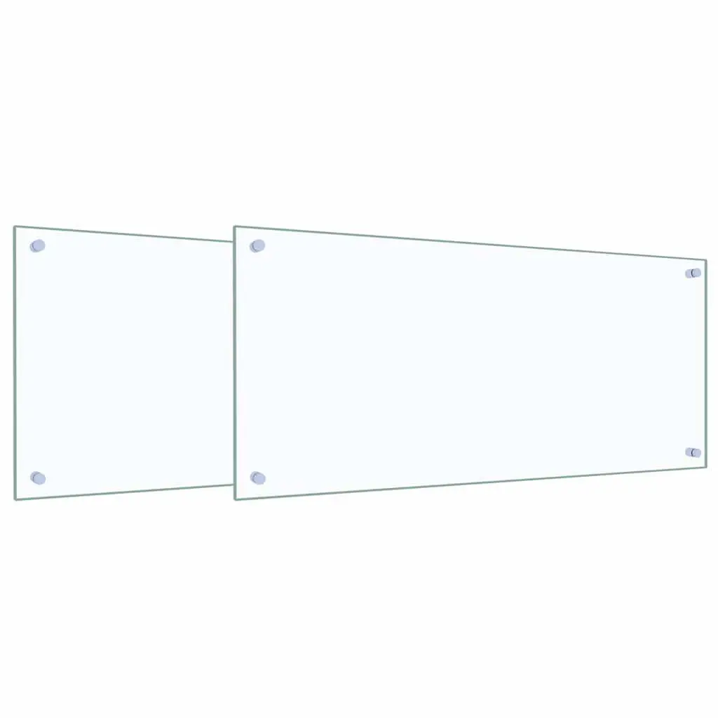 Kitchen Backsplash Tempered Glass Transparent 90 x 40 cm 2 Pieces Heat Resistant