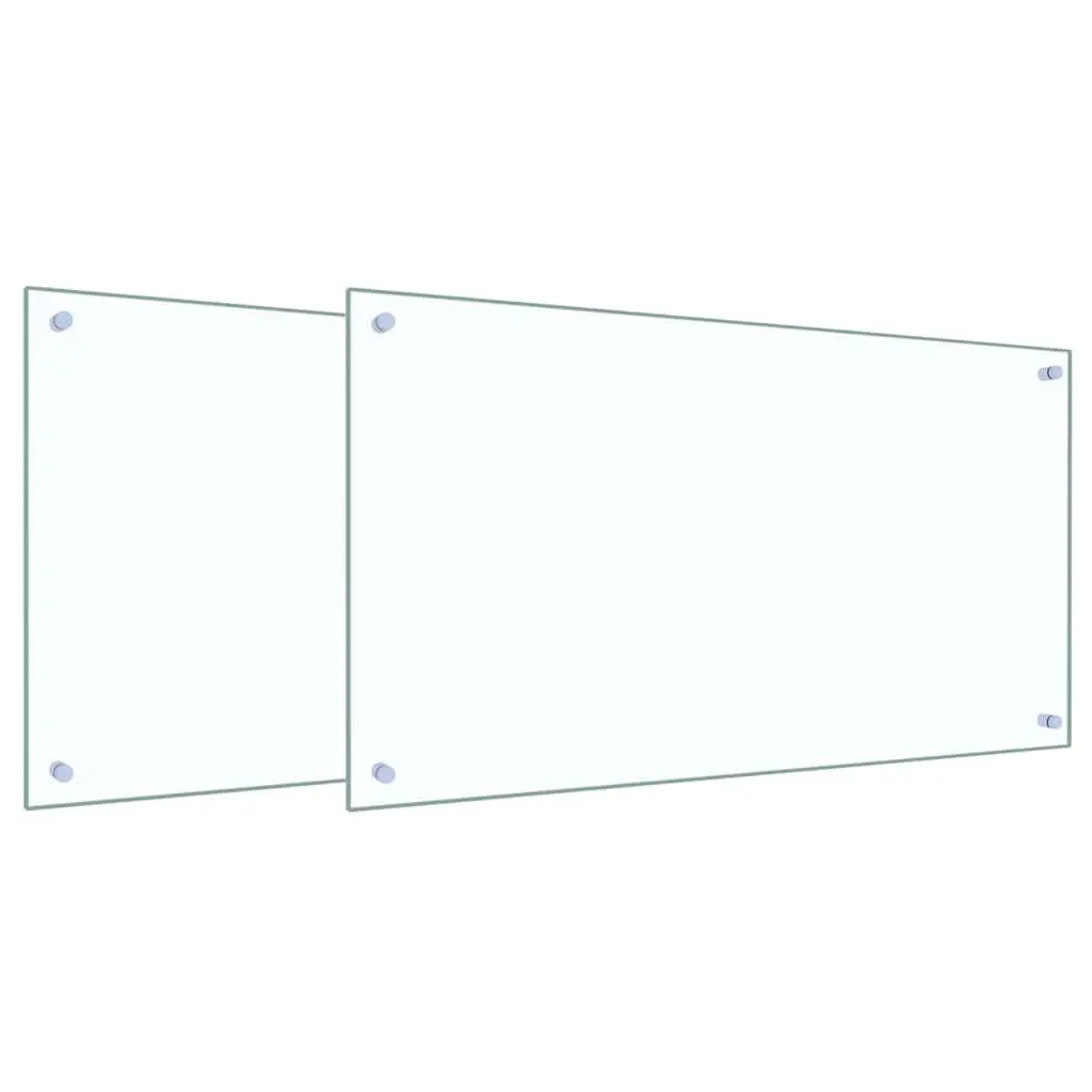 Kitchen Backsplash 2 pcs Transparent Tempered Glass 90 x 50 cm Splashback Panel