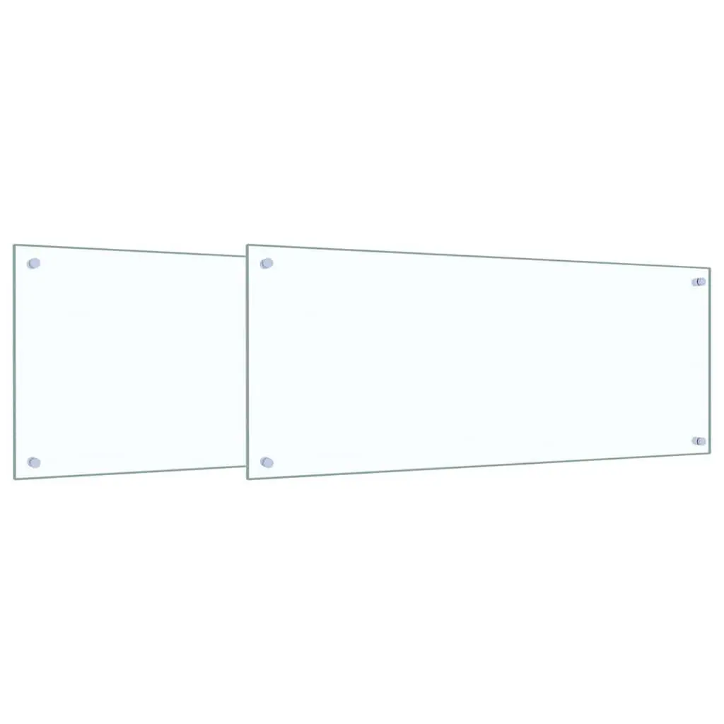 Kitchen Backsplash Tempered Glass Transparent 100 x 40 cm 2 Pcs Wall Splashback