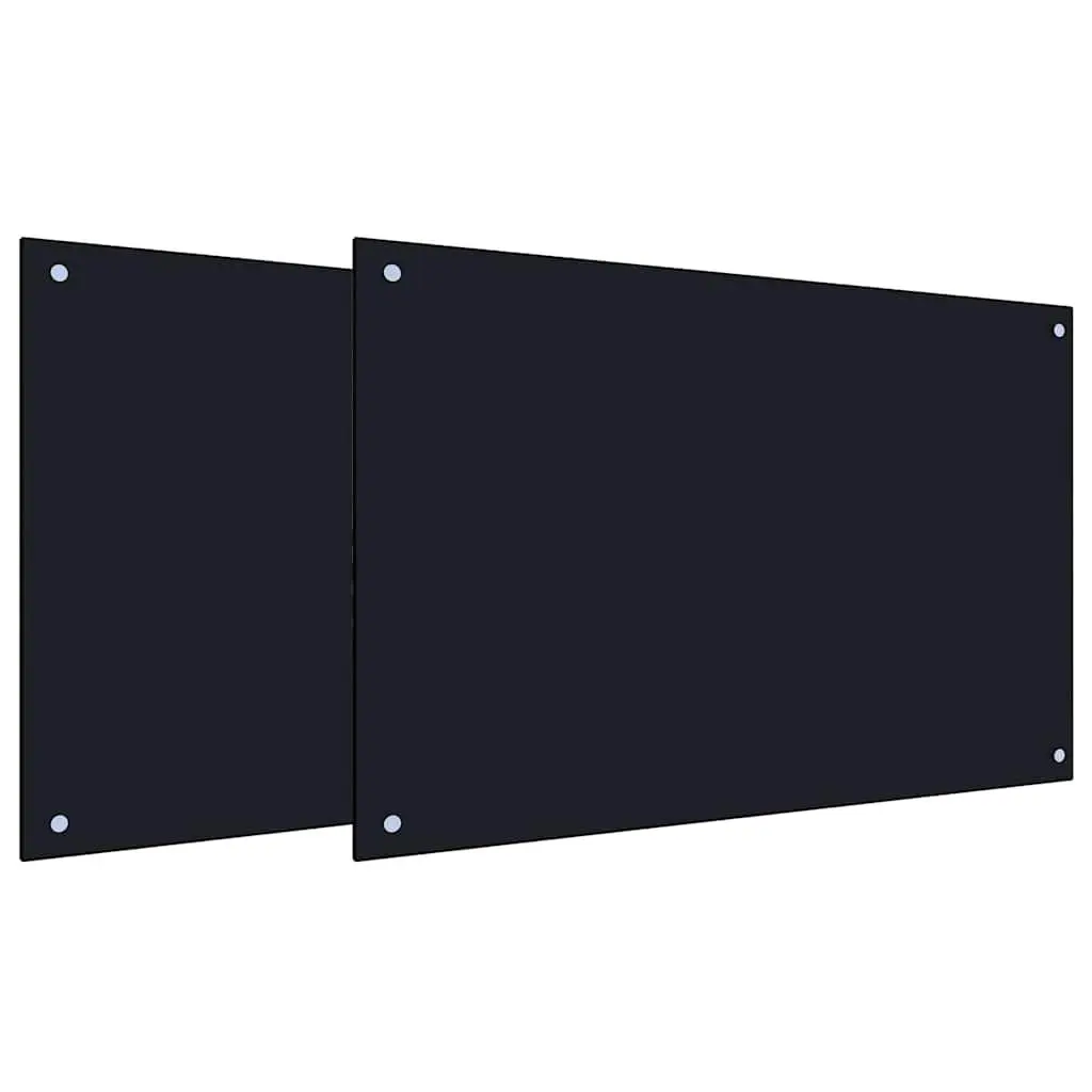 Kitchen Backsplash Black 90 x 60 cm Tempered Glass 2 pcs Heat Resistant