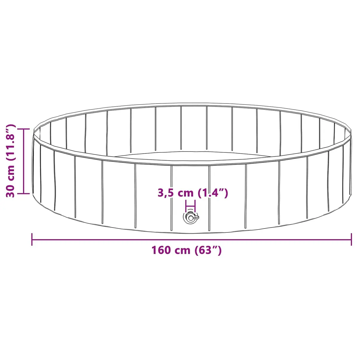 Kids Foldable Swimming Pool Portable PVC Blue Round 160 cm Diameter 30 cm Height
