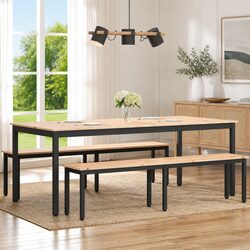 Dining Table 200 x 100 x 75 cm Kitchen Room Furniture Solid Pine Wood Natural