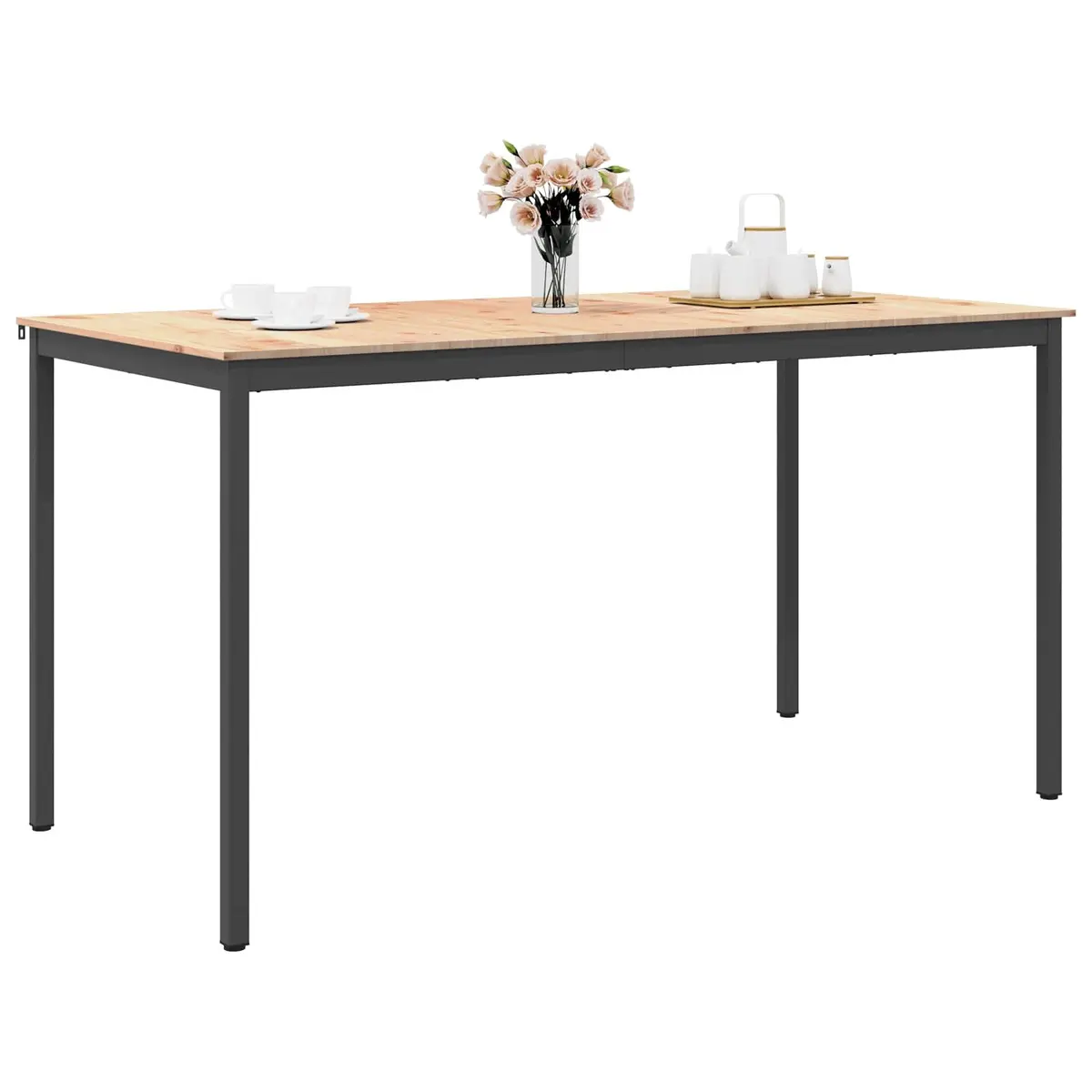 Bar Table Solid Pine Wood Top Metal Legs Kitchen Dining Room Furniture