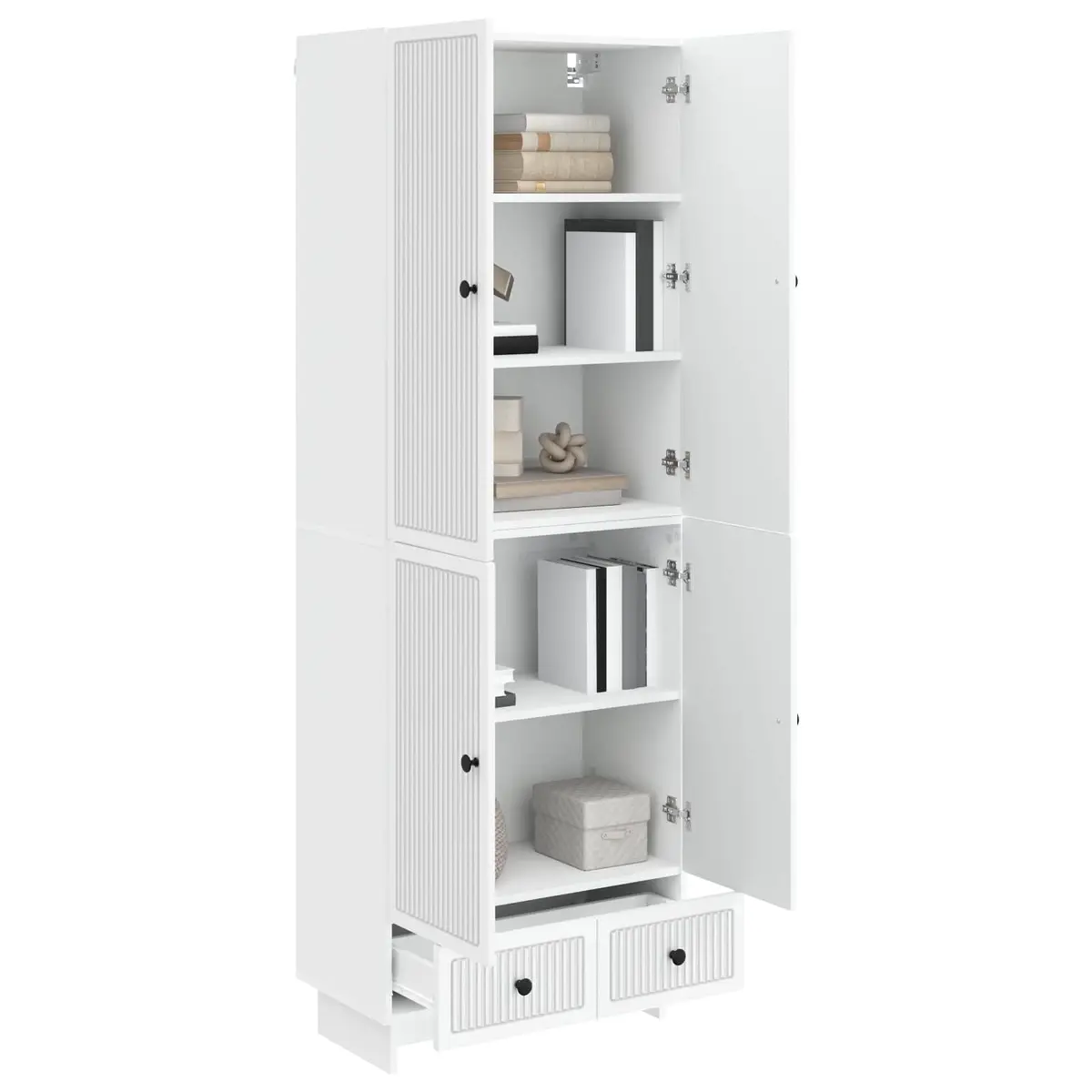 Cabinet Set 2 pcs White 66 x 34.5 x 95 cm Engineered Wood Storage Furniture