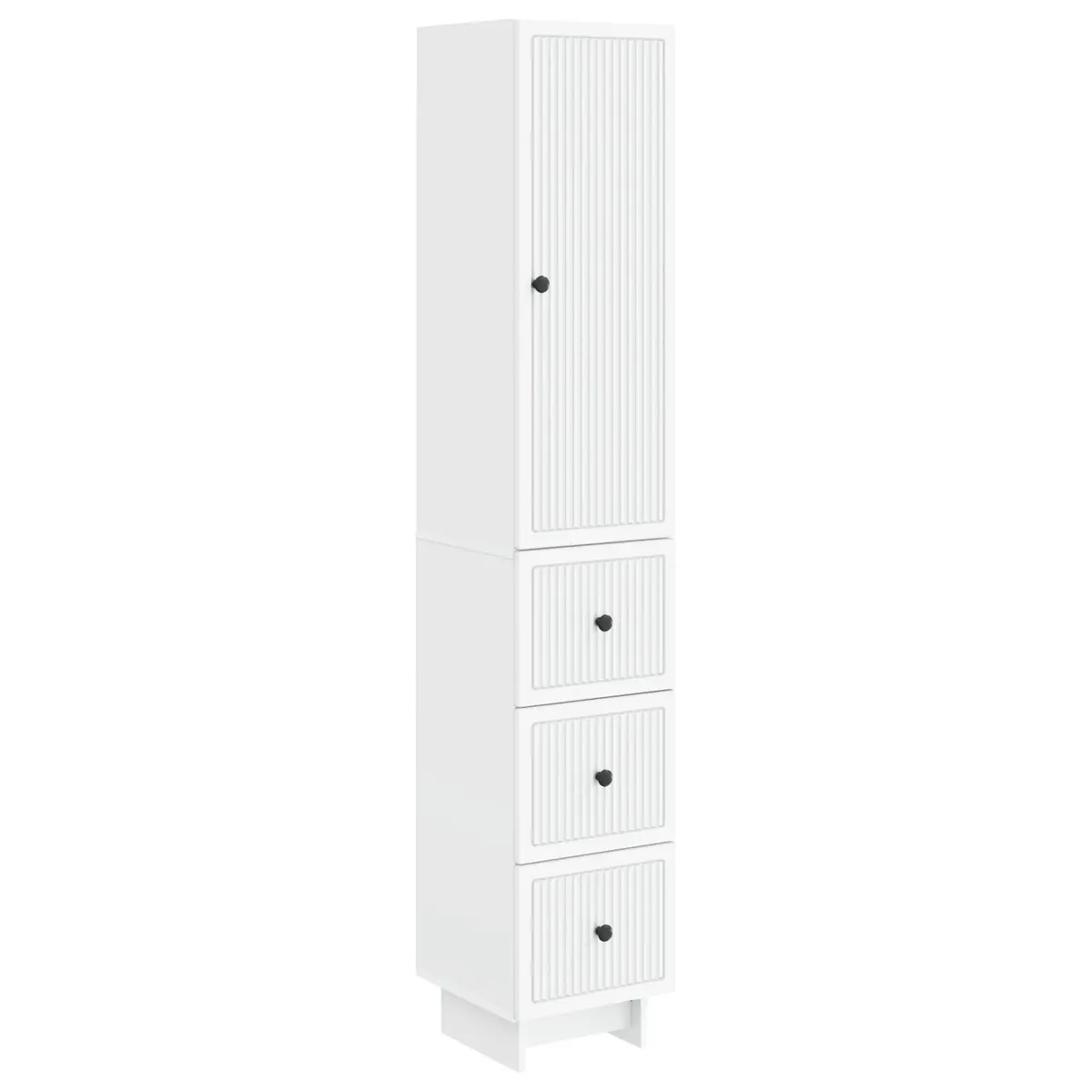 White Cabinet Set 2 Pieces Engineered Wood Storage Furniture 33 x 34.5 x 90 cm