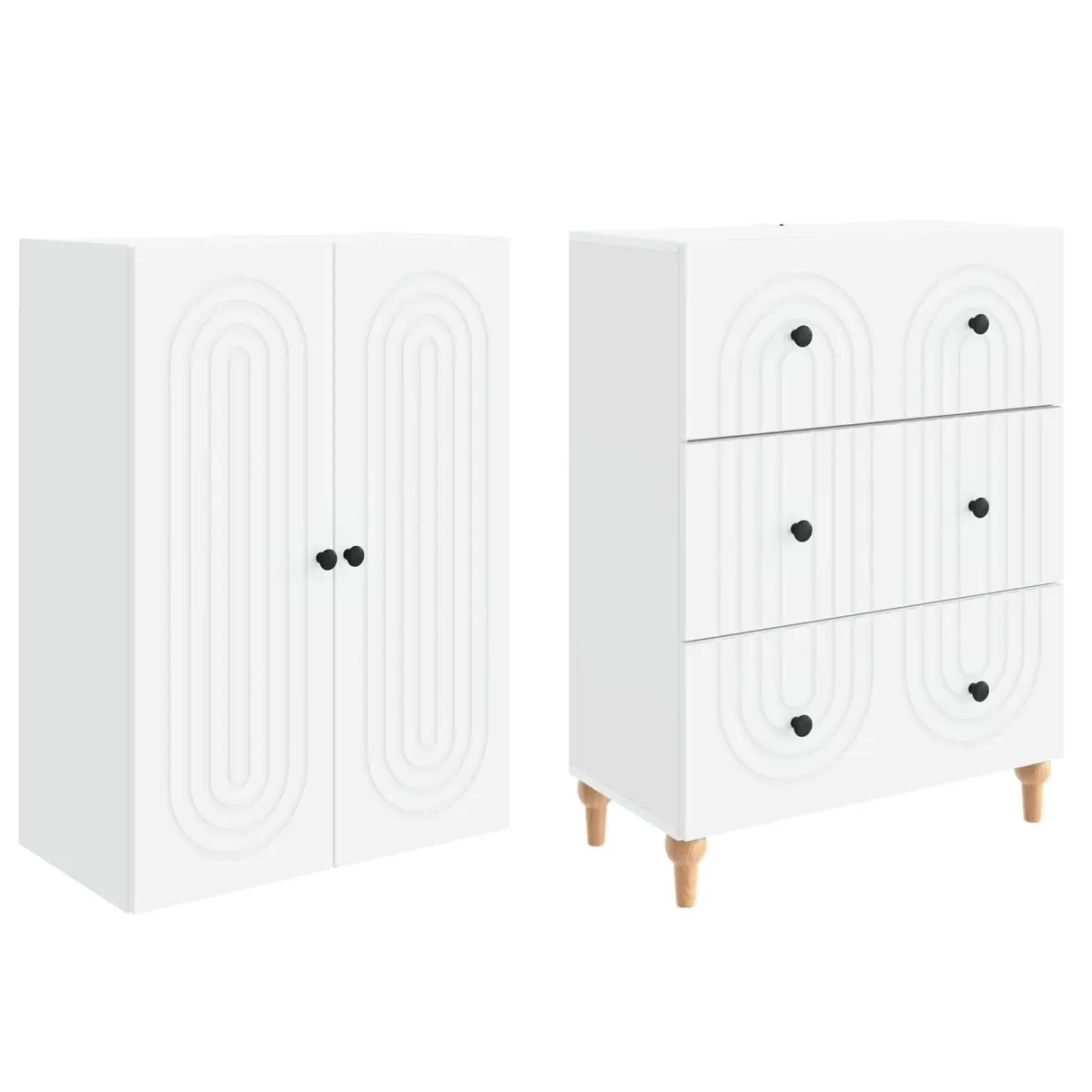 Cabinet Set Engineered Wood Storage 66 x 34.5 x 90 cm