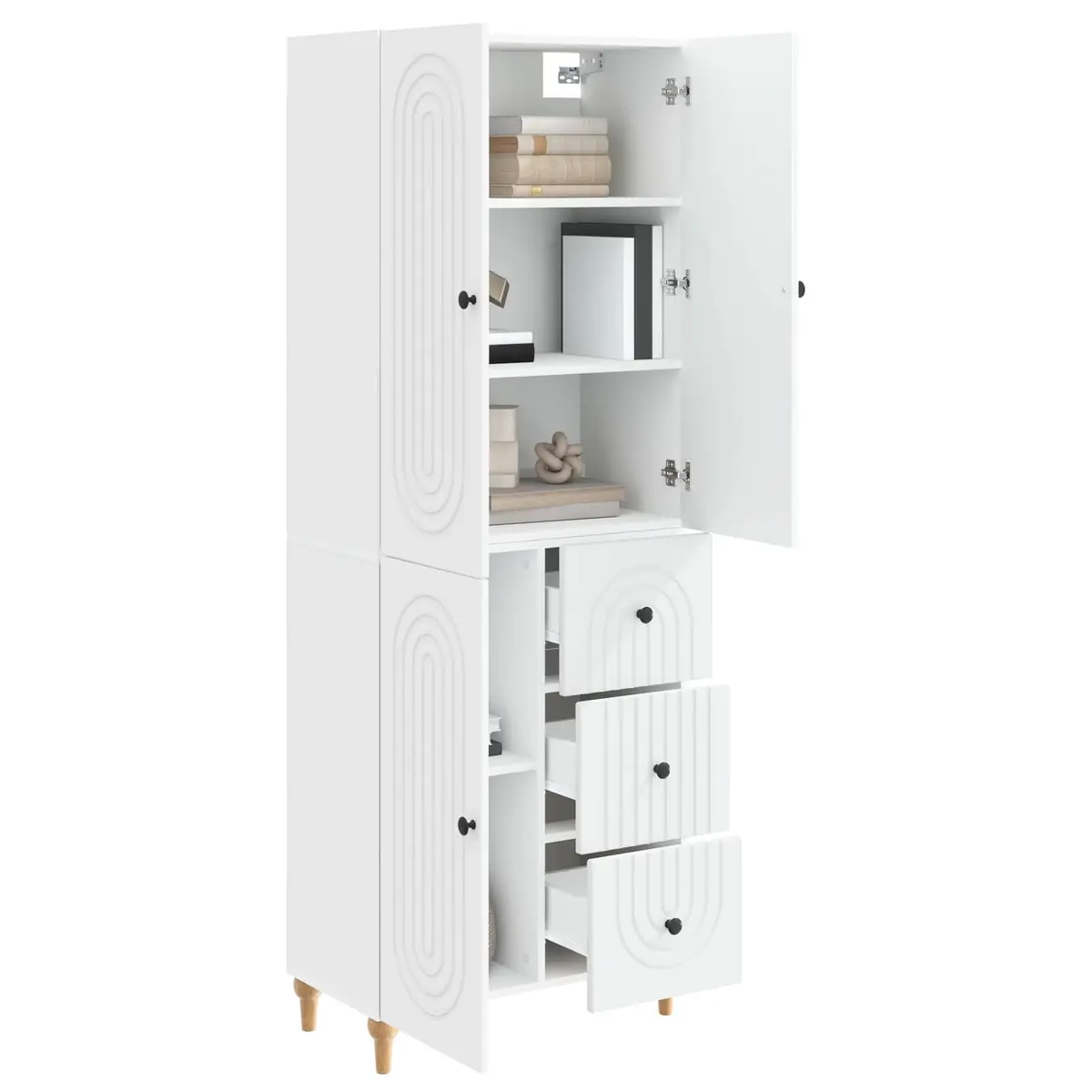 Cabinet Set 2 Pieces White Storage Furniture Shelves Drawers Compartments