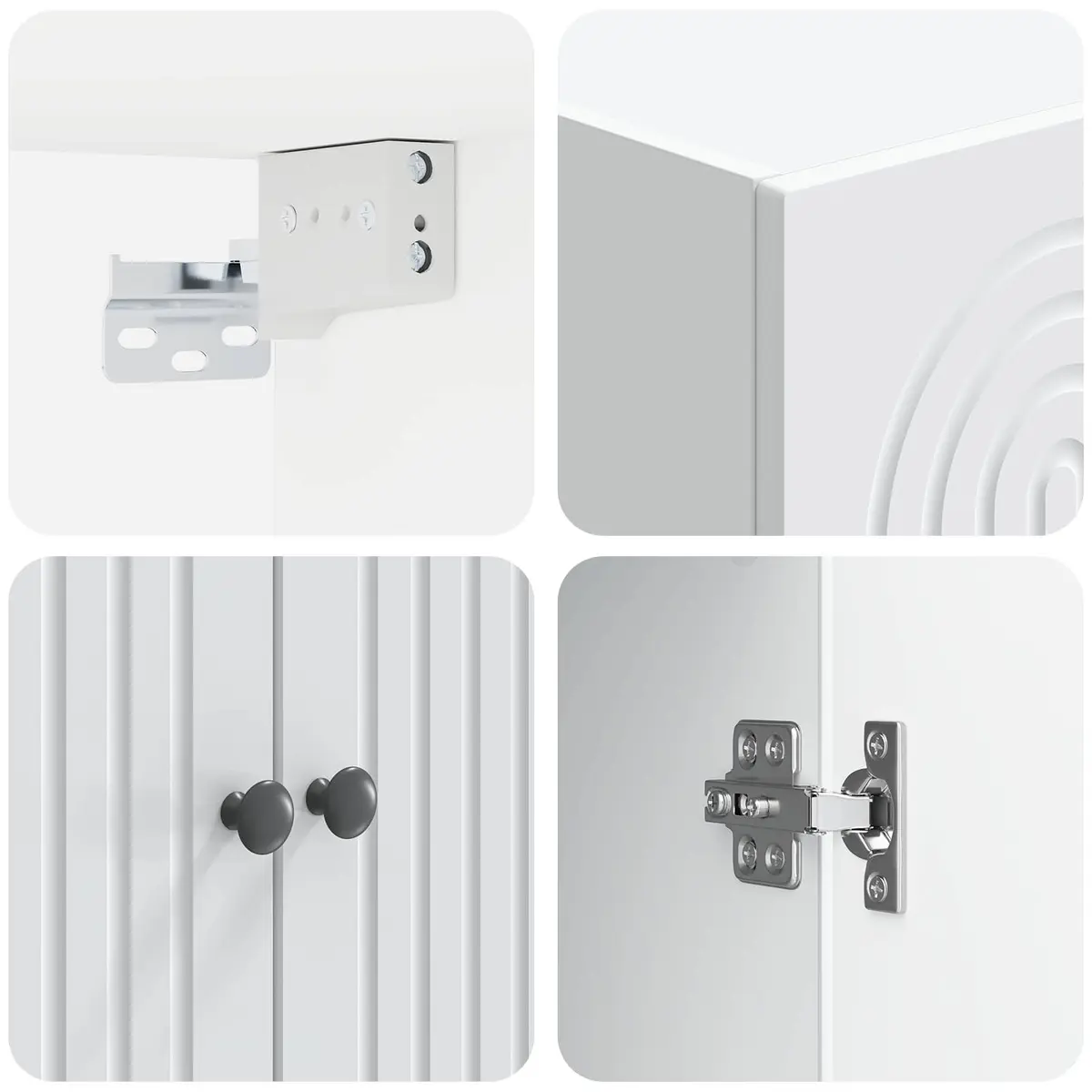Cabinet Set 2 Pieces White Storage Furniture Shelves Drawers Compartments