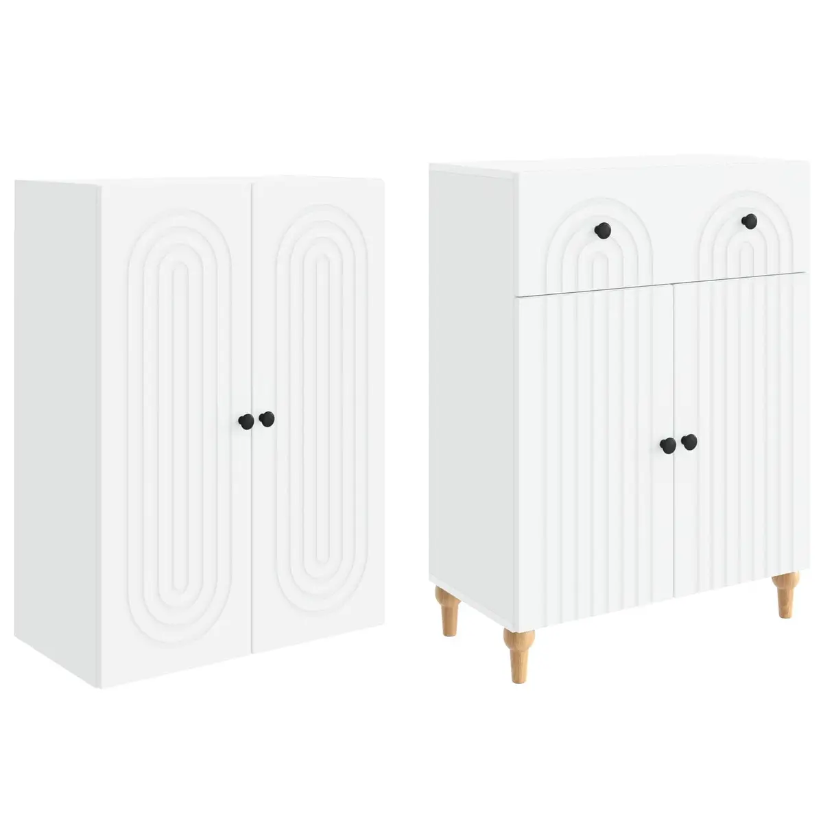 Engineered Wood Cabinet Set 2 Piece Storage Furniture 66 x 34.5 x 90 cm