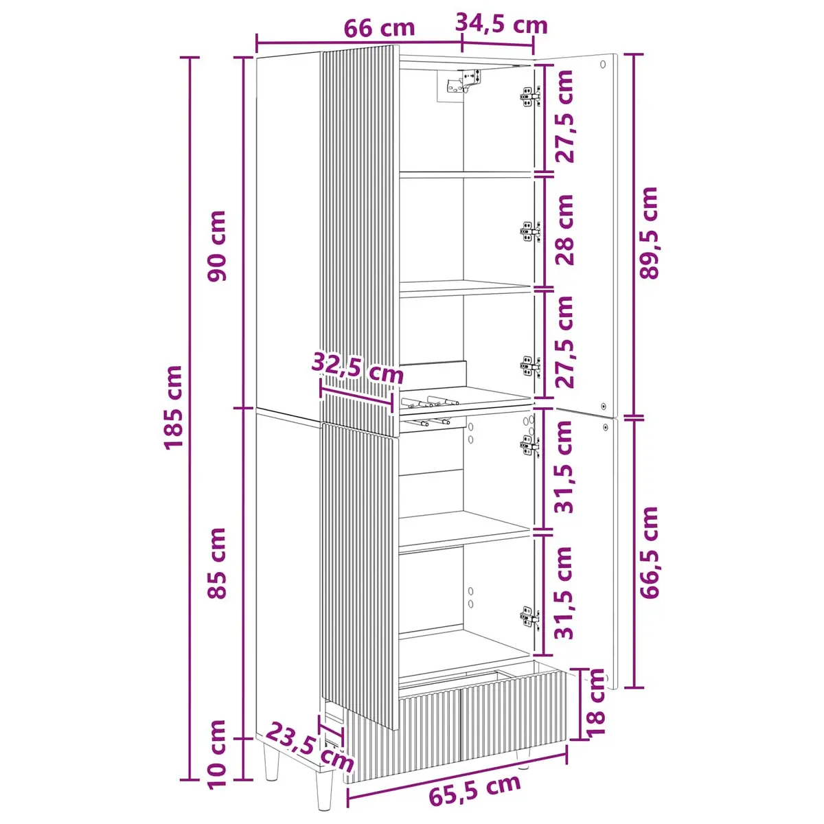 Storage Furniture Cabinet Set 2 Pieces Engineered Wood 66x34.5x95cm