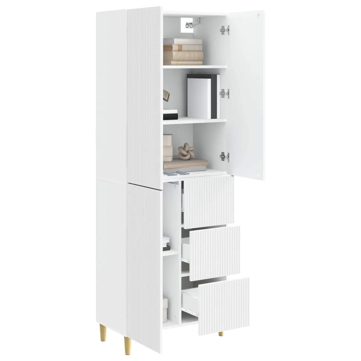 Cabinet Set 2 pcs White 66 x 34.5 x 90 cm Storage Furniture Shelves Drawers