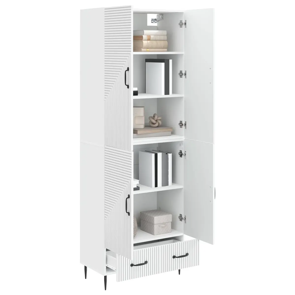 Storage Cabinet Set Engineered Wood 66 x 34.5 x 95 cm 2 Pieces with Multiple Compartments Drawers and Shelves