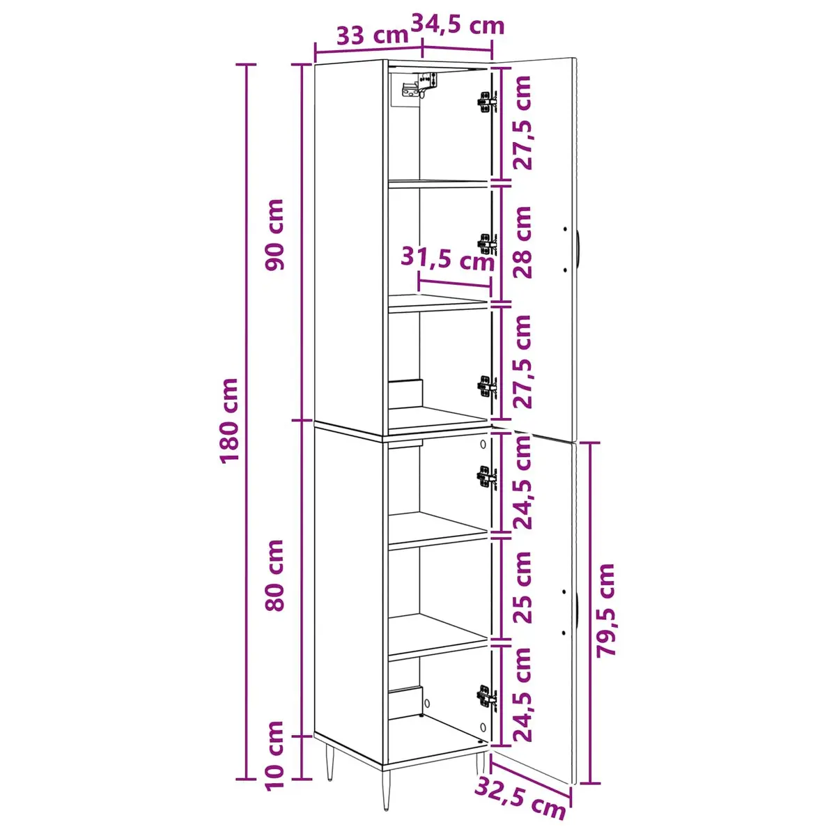 White Cabinet Set 2 Pieces Storage Furniture Engineered Wood Living Room Bedroom