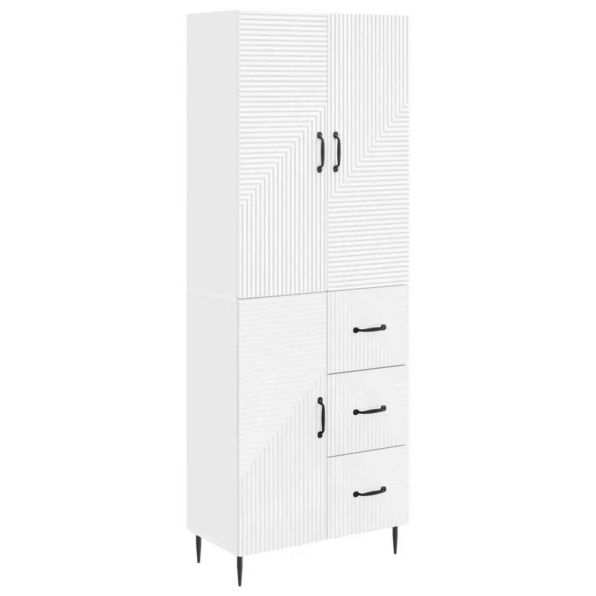 Cabinet Set 2 Pieces White Modern Storage Furniture Indoor Outdoor 66 x 34.5 x