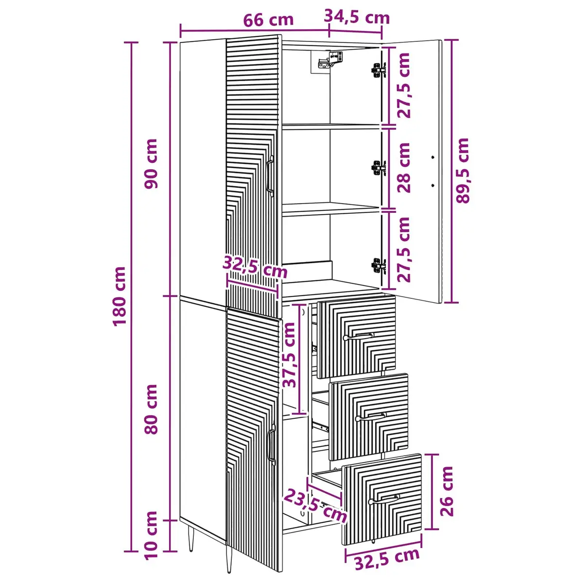 Cabinet Set 2 Pieces White Modern Storage Furniture Indoor Outdoor 66 x 34.5 x