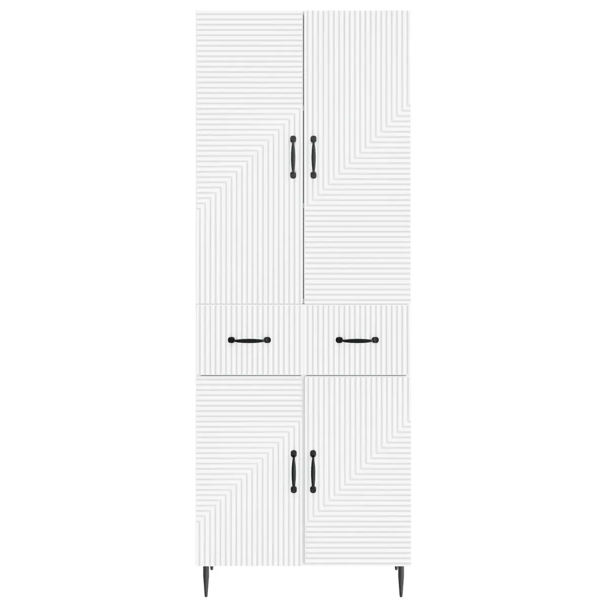 Cabinet Set 2 pcs White Storage Furniture Engineered Wood Lounge Study Organiser