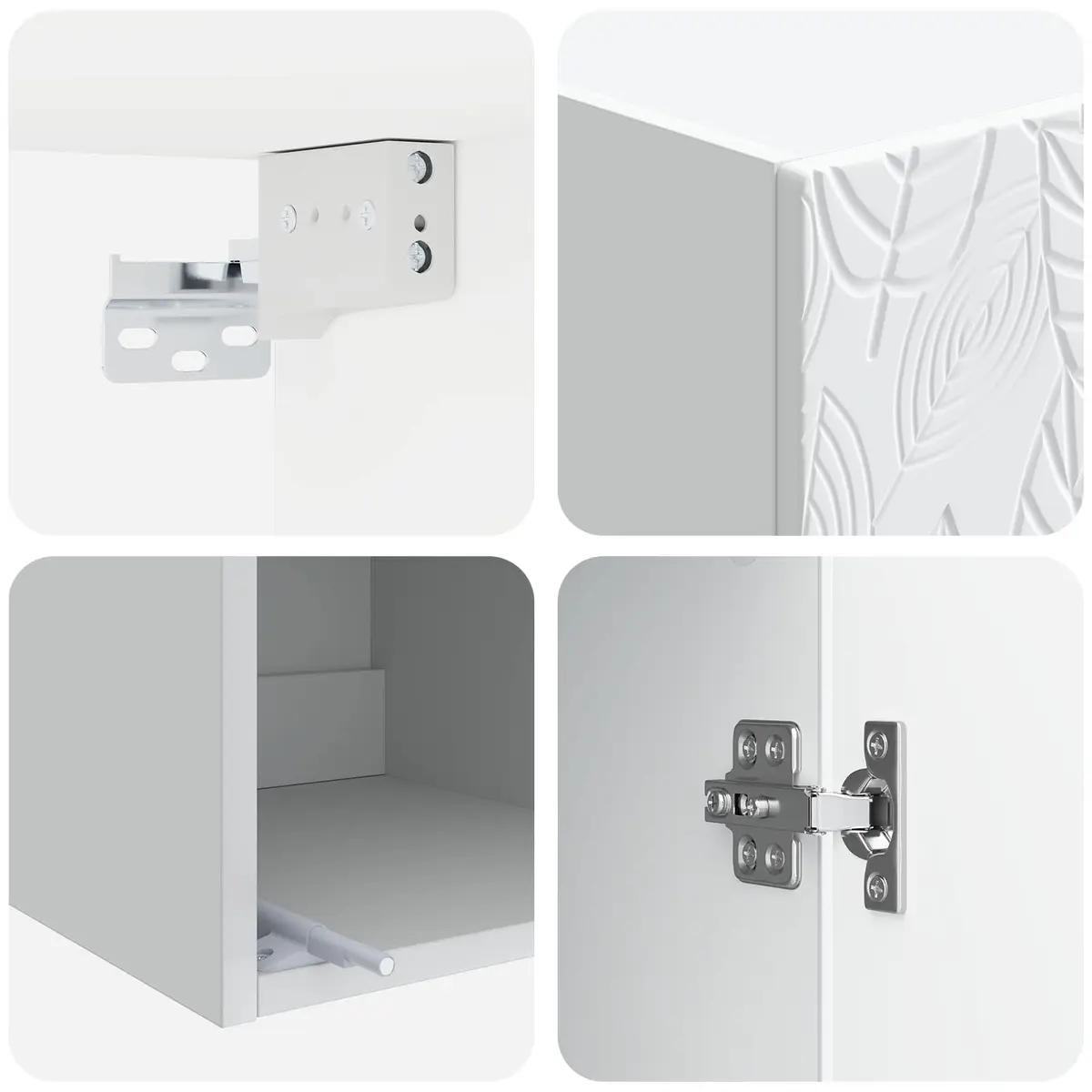 Cabinet Set 2 pcs White Storage Furniture Engineered Wood Composite Living Room