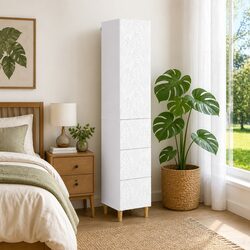 White Storage Cabinet Set 2 pcs Engineered Wood Shelves Doors Handles Home