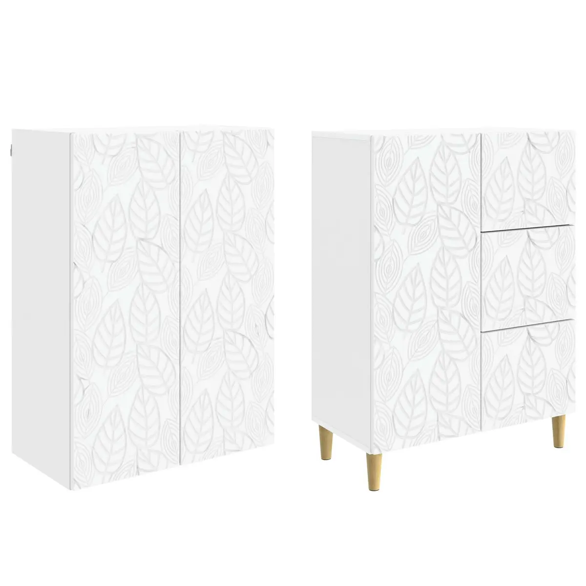 Modular Furniture Set White Compact Space-Saving 2 Pieces