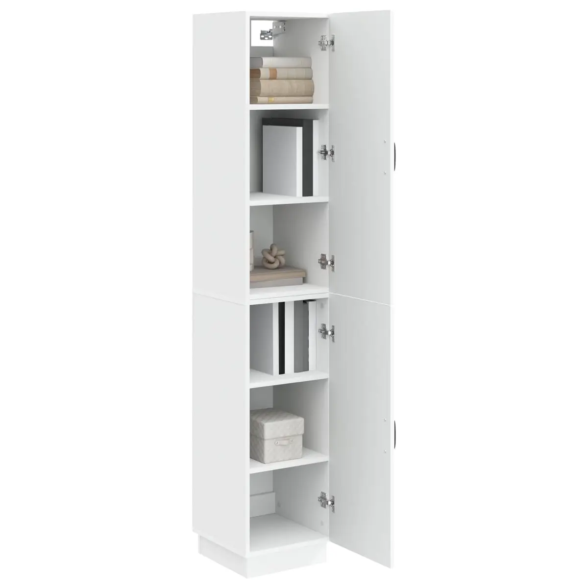 Cabinet Set 2 Pieces White Storage Furniture Living Room Modern Design