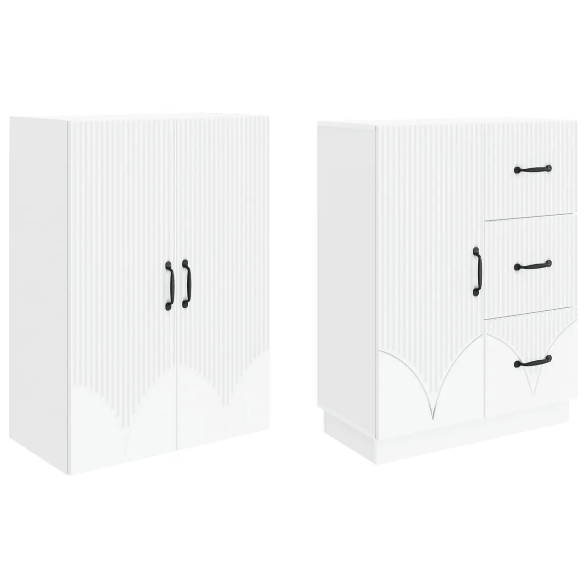 Cabinet Set 2 Pcs Storage Furniture Engineered Wood Living Room Bedroom