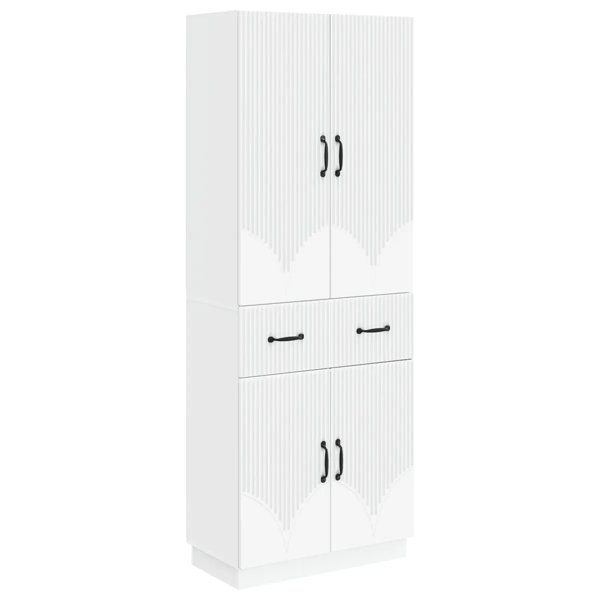 White Engineered Wood Cabinet Set 2 Pieces Storage Furniture Modular Design