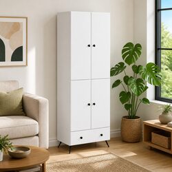 Your Ideal 2-Piece White Cabinet Set with LED Lights