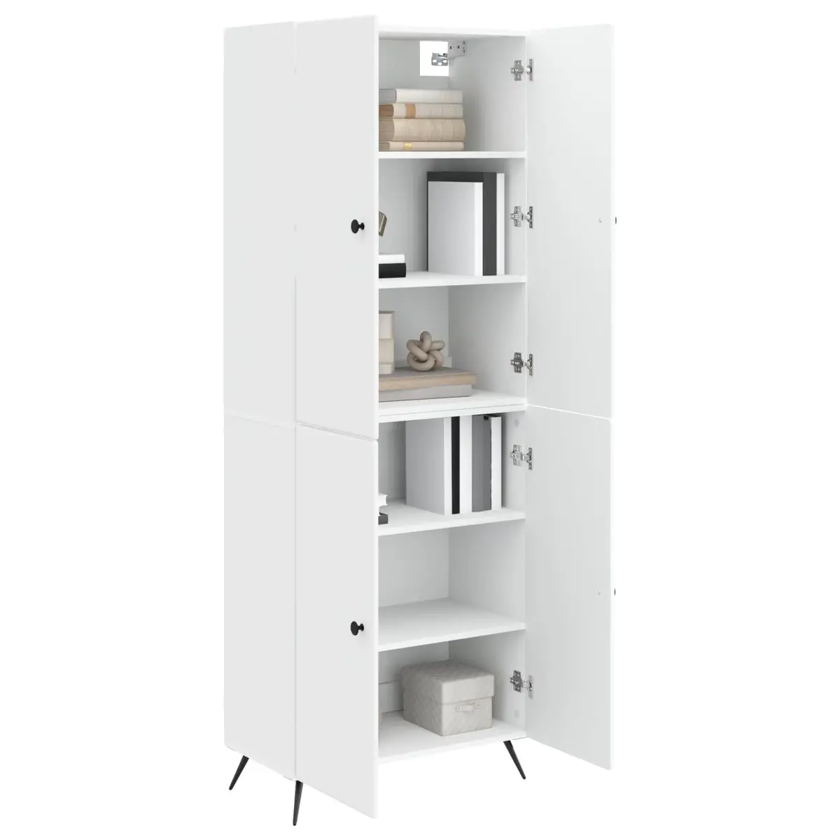 Cabinet Set Modern Minimalist White 2 Pieces Engineered Wood Storage Furniture Shelves Drawers