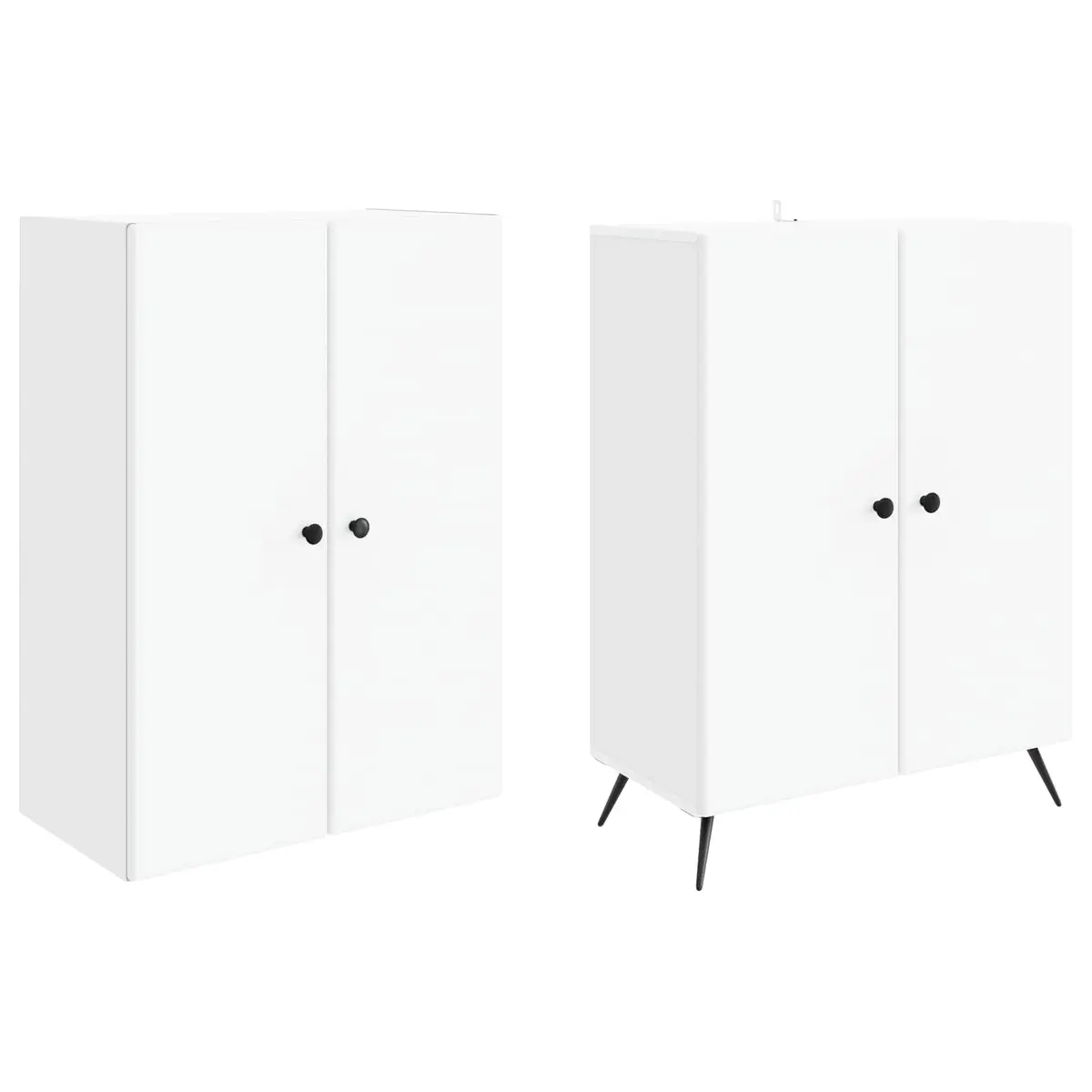 Cabinet Set Modern Minimalist White 2 Pieces Engineered Wood Storage Furniture Shelves Drawers