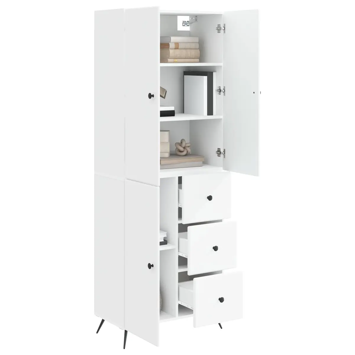 White Engineered Wood Cabinet Set 2 Piece Storage Furniture Indoor Outdoor