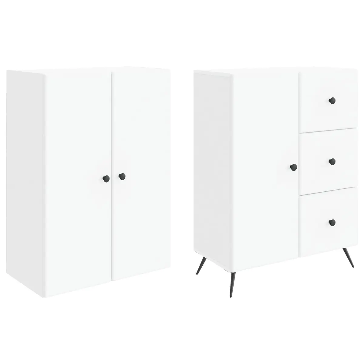 White Engineered Wood Cabinet Set 2 Piece Storage Furniture Indoor Outdoor