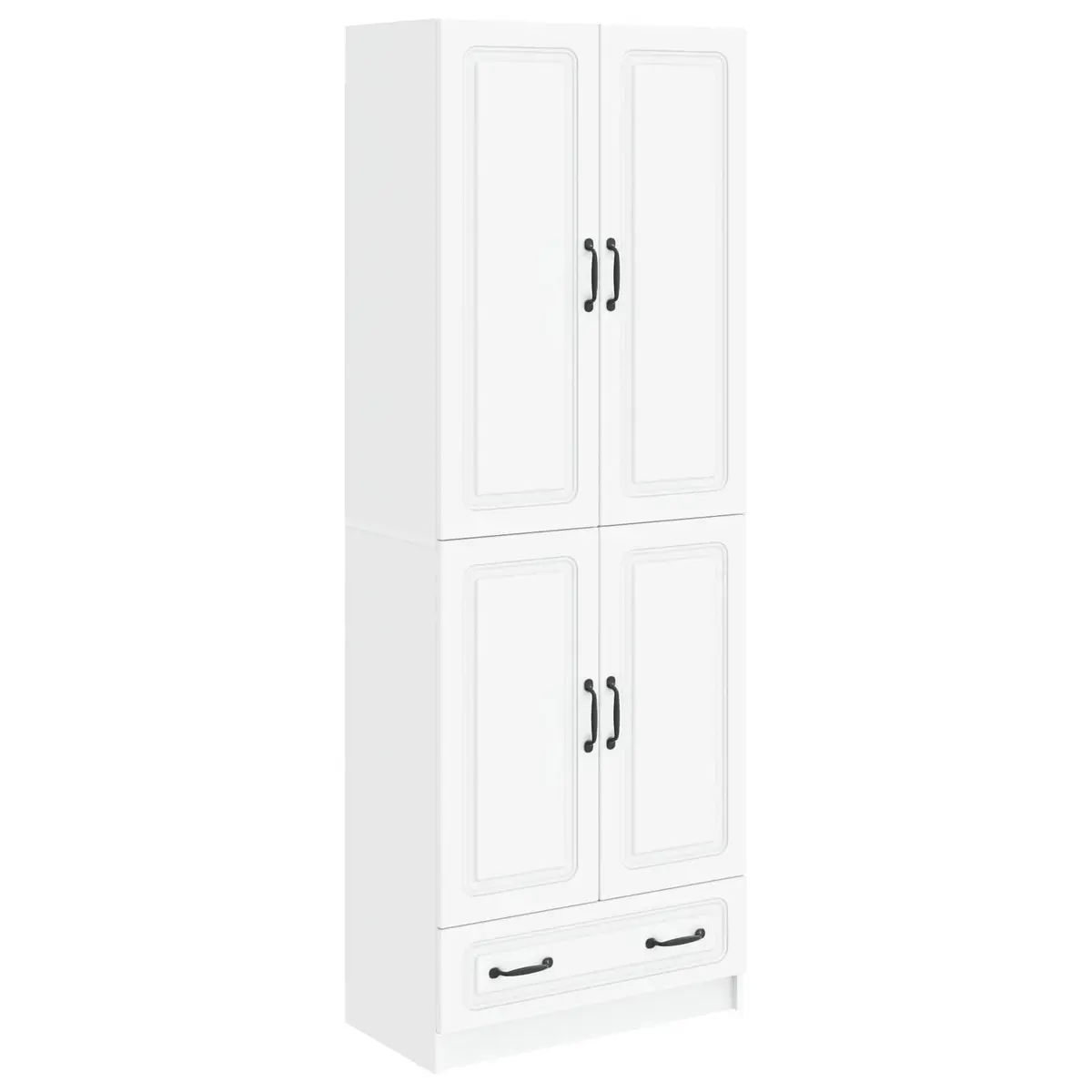 White Cabinet Set 2 Pieces Engineered Wood Furniture Home Storage Living Room