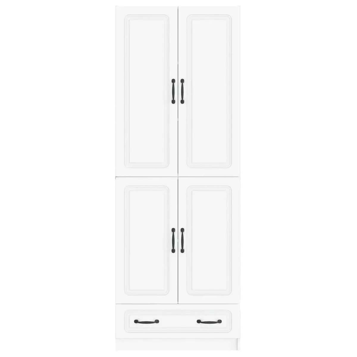 White Cabinet Set 2 Pieces Engineered Wood Furniture Home Storage Living Room