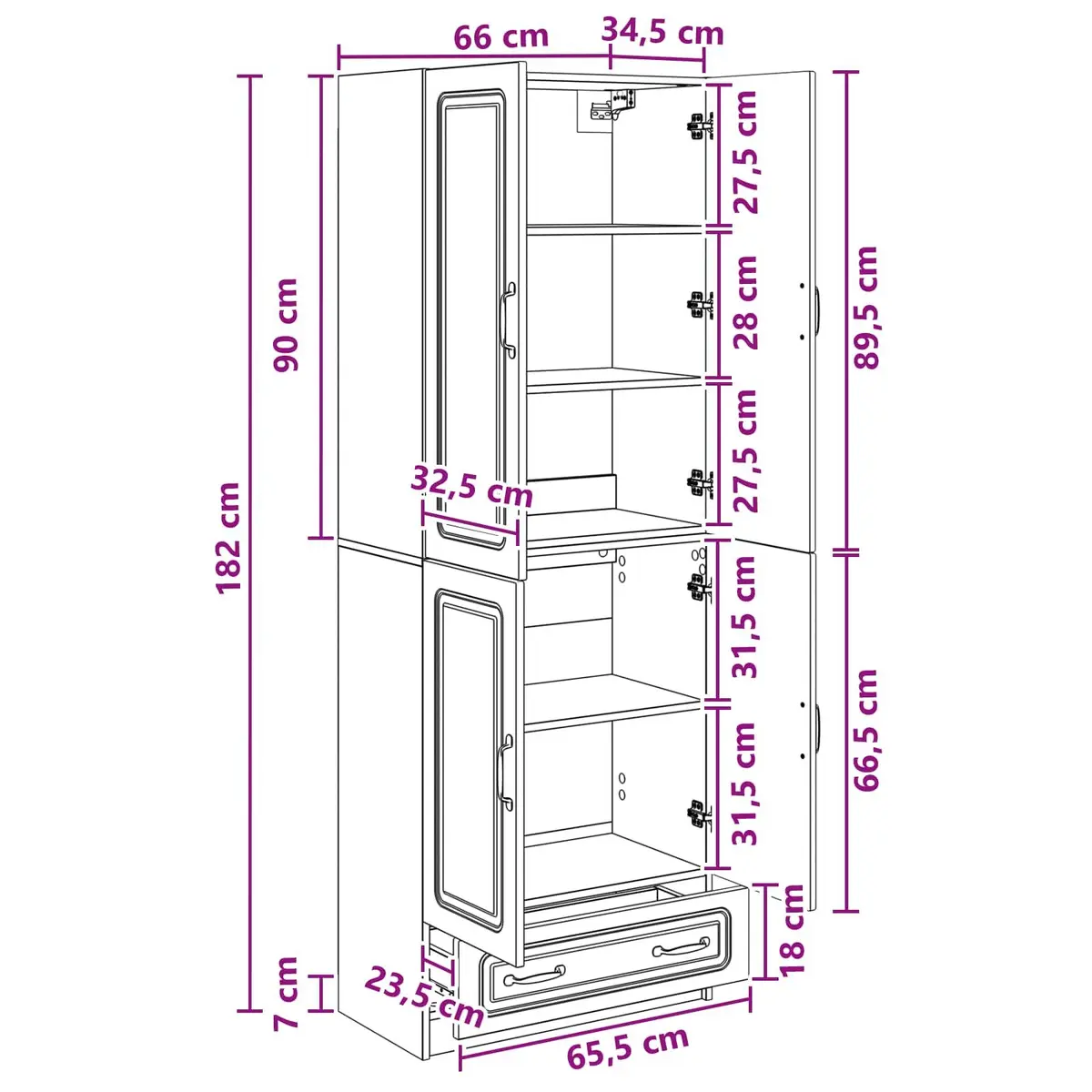 White Cabinet Set 2 Pieces Engineered Wood Furniture Home Storage Living Room