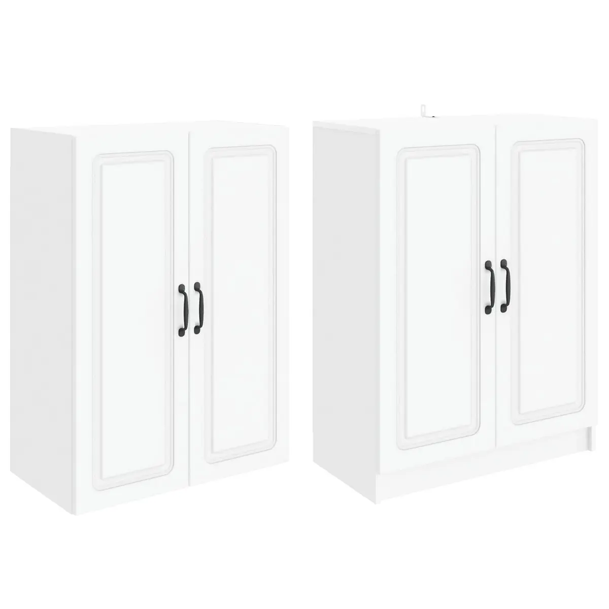 White Engineered Wood Cabinet Set 2 Piece Storage Furniture Compartment Shelves