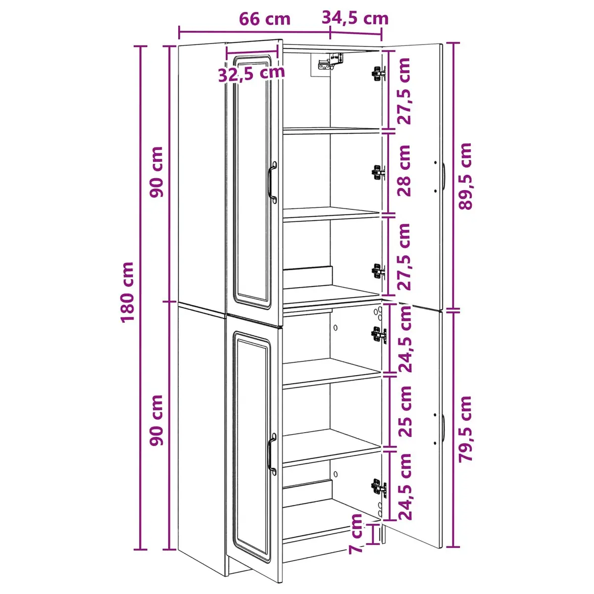 White Engineered Wood Cabinet Set 2 Piece Storage Furniture Compartment Shelves