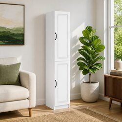 Organize Your Space with a Friendly 2-Piece White Cabinet Set