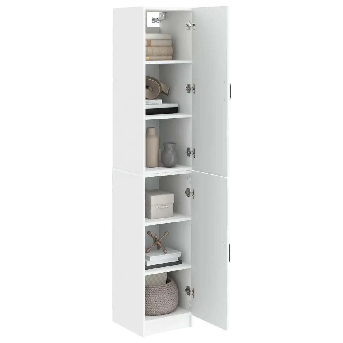 Cabinet Set White 2 Pieces Storage Furniture Living Room Bedroom Compartments