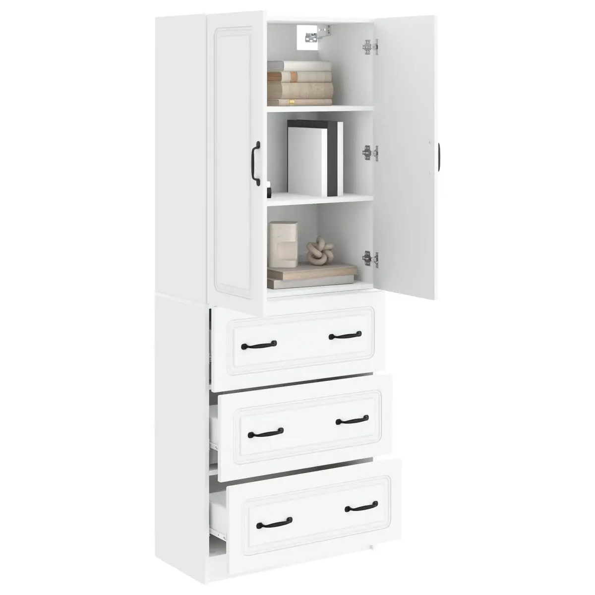 Storage Cabinet Set Modern White 2 pcs