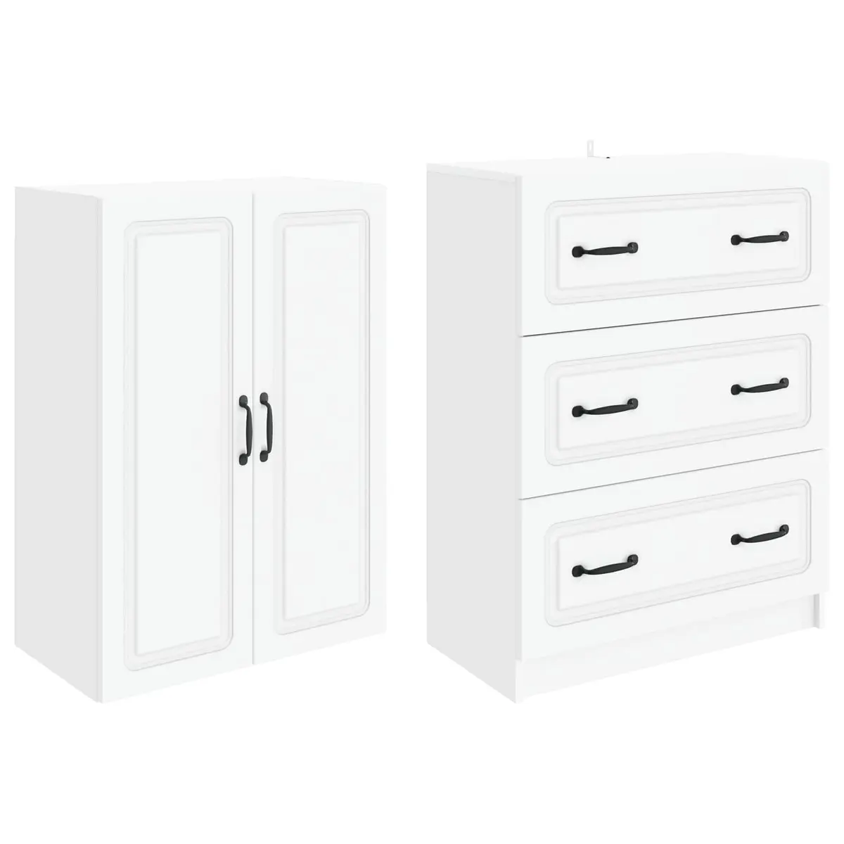 Storage Cabinet Set Modern White 2 pcs