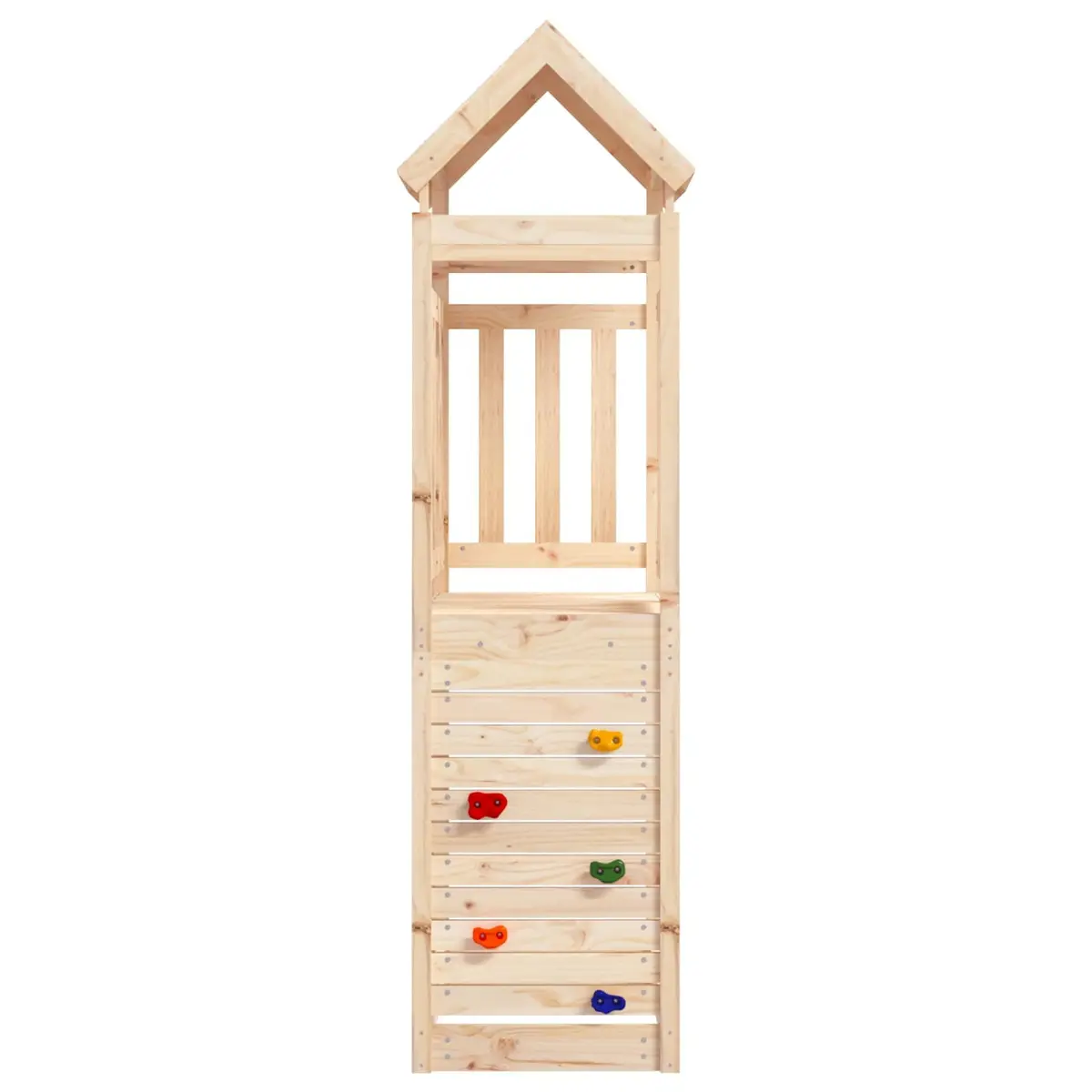 Play Tower Swing Set Slide Climbing Outdoor Kids Backyard Equipment Solid Pine Wood Brown 53 x 110.5 x 214 cm