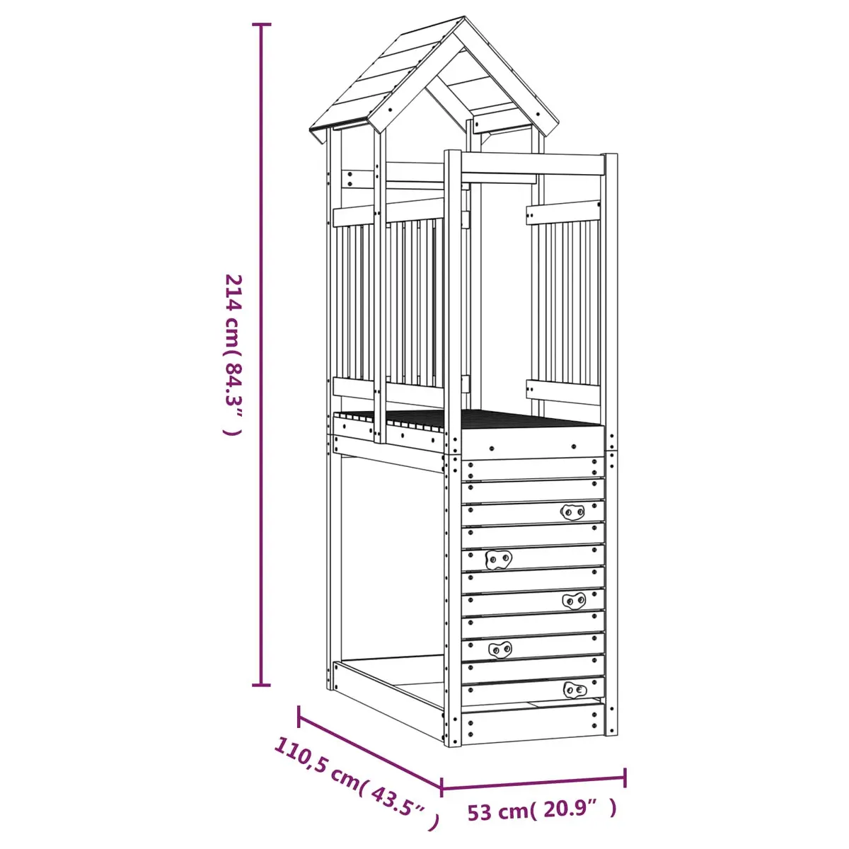 Outdoor Playground Set Play Tower Brown with Slide Swing and Climbing Elements