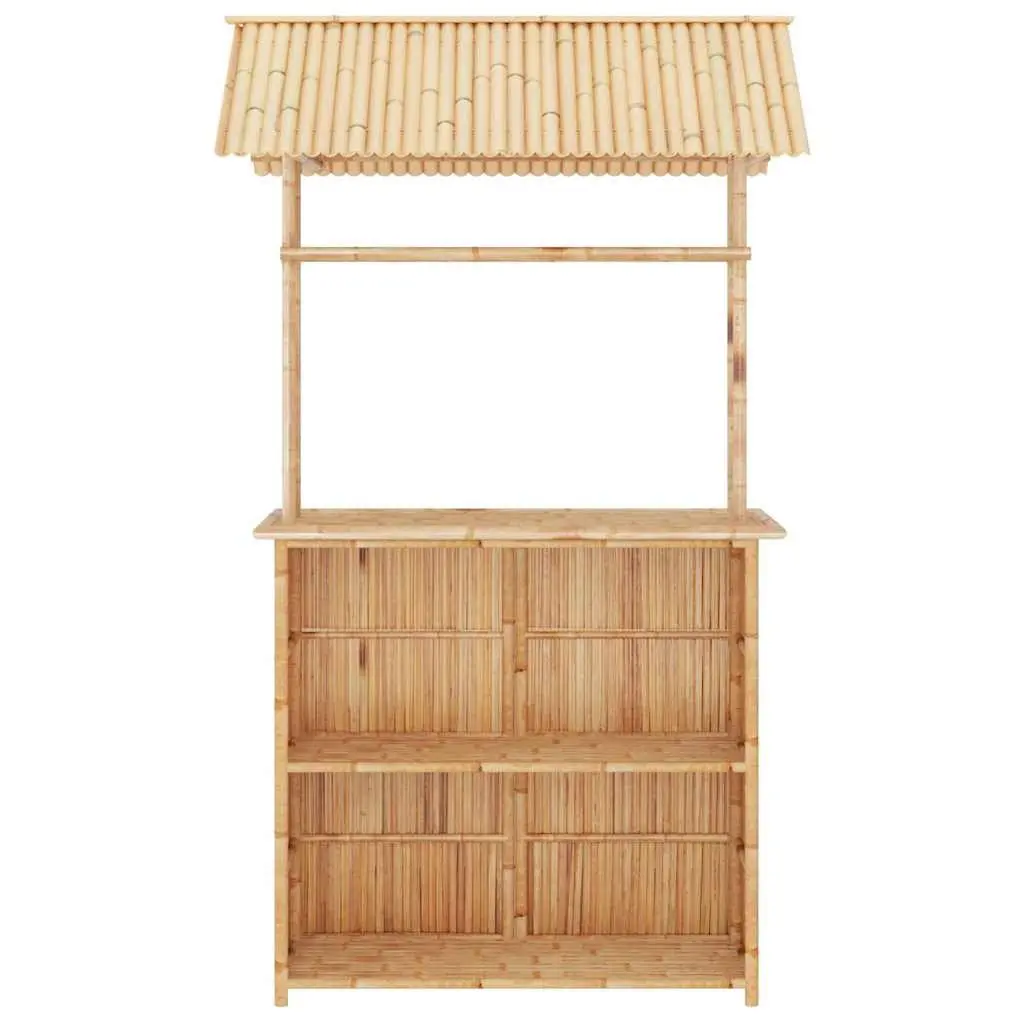 Bamboo Bar Set Tropical Brown Foldable 3 Piece Garden Patio Outdoor Furniture