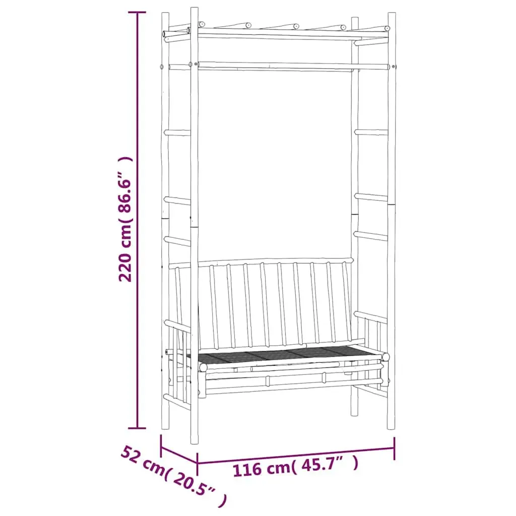 Bamboo Garden Bench with Trellis Pergola Outdoor Seating Brown 116cm