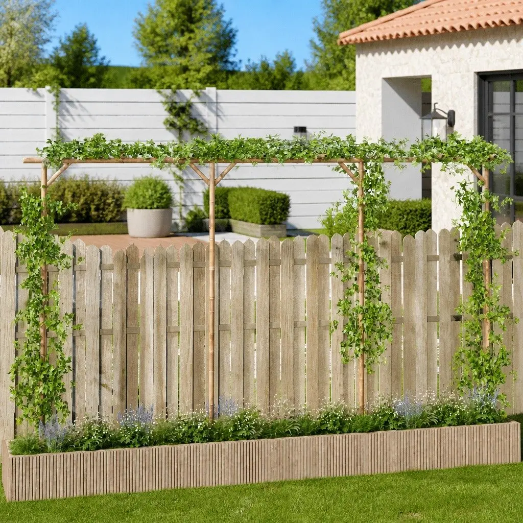 Bamboo Garden Pergola Farmhouse Style 385L x 40W x 205H cm