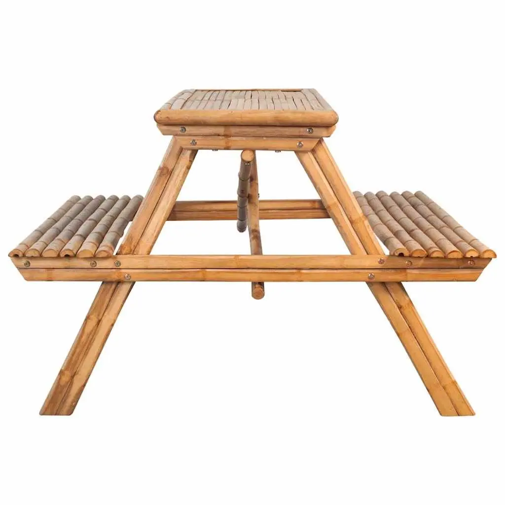 Bamboo Outdoor Dining Table Unique Grain 115x115x81cm Brown Picnic Furniture